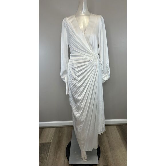 ACLER Cresta Satin Wrap Midi Dress Size 4 $520 - Picture 5 of 11